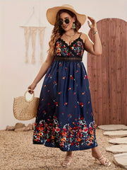 Floral Print Lace Trim Maxi Dress