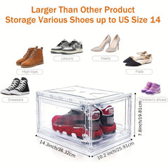 2pcs Transparent Shoe Boxes With Door Stackable Shoe Rack Plastic Organizer