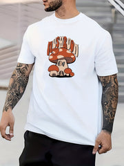 Cartoon Mushroom Print Men's Graphic T-shirt