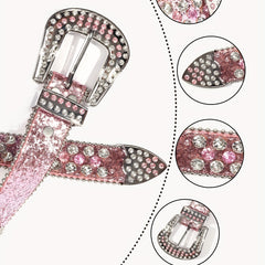 Men's Rhinestone Belt - PU Leather Punk Style