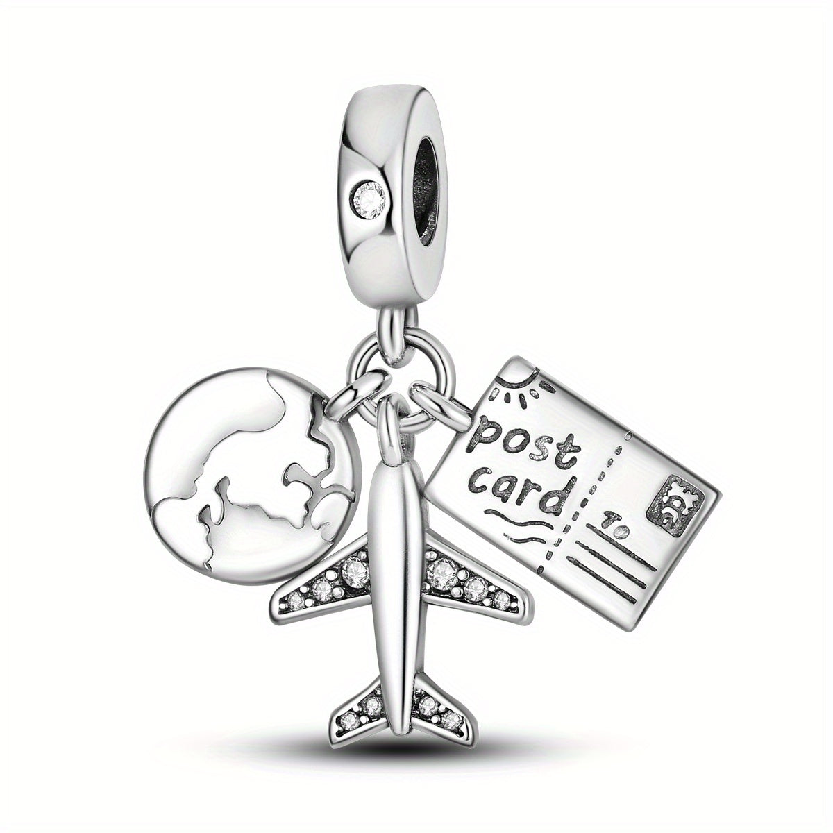 Travel Airplane Passport Earth Bead Dangle Charm Jewelry Beads