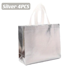 4pcs Glitter Golden Gift Bags Reusable Tote Bag Birthday Party
