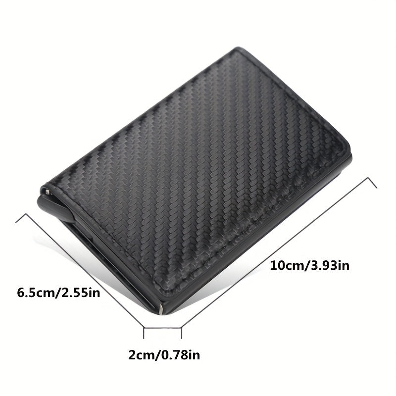 Carbon Fiber Credit Card Holder Wallet Rfid Metal Thin Slim Pop Up Minimalist