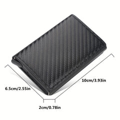 Carbon Fiber Credit Card Holder Wallet Rfid Metal Thin Slim Pop Up Minimalist