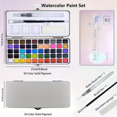 Watercolor Paint Set 100 Pigments with Palette & Brush