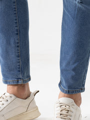 Cartoon Bear Flock Print Ripped Jeans Street Style Denim