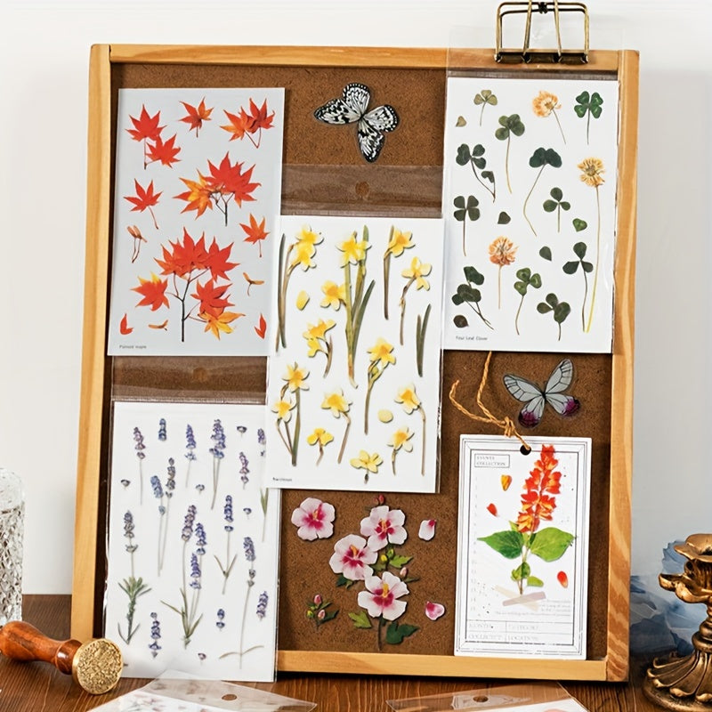 Pressed Flower Themed Stickers Dried Floral Resin Stickers Decals
