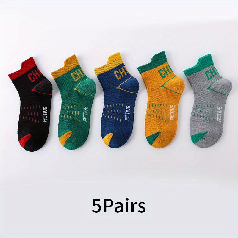 Boys Letters Print Sports Socks Thin Deodorant Breathable Cotton