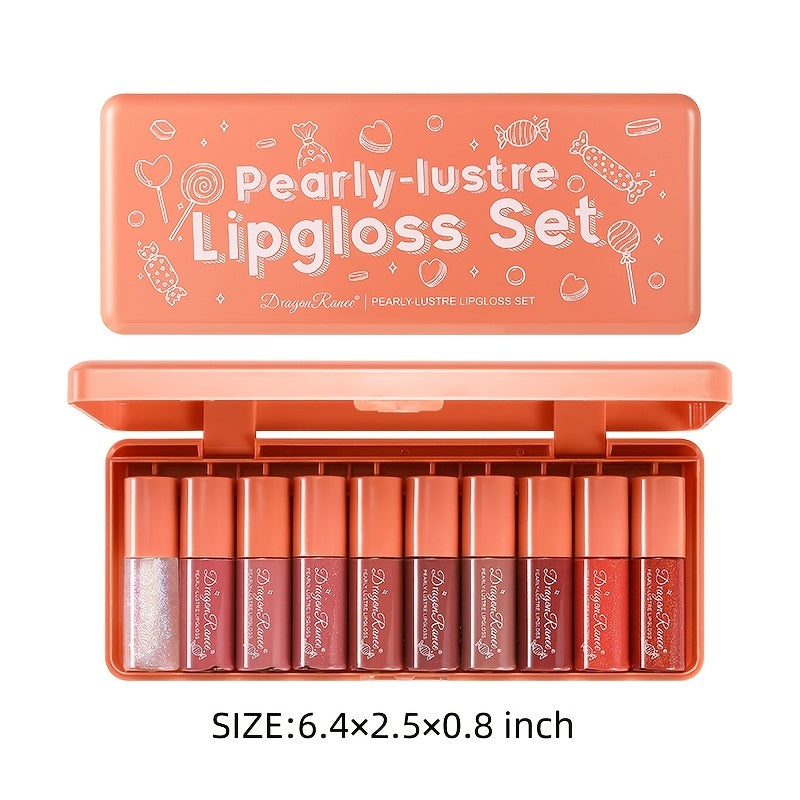 10 Orange Water Light Lip Glaze Set for Women