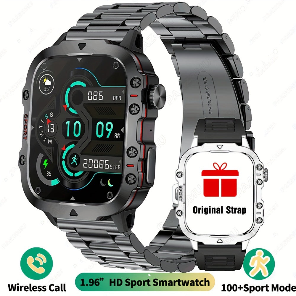 1.96'' Full Touch Screen Smart Watch Fitness Tracker with Voice Assistant