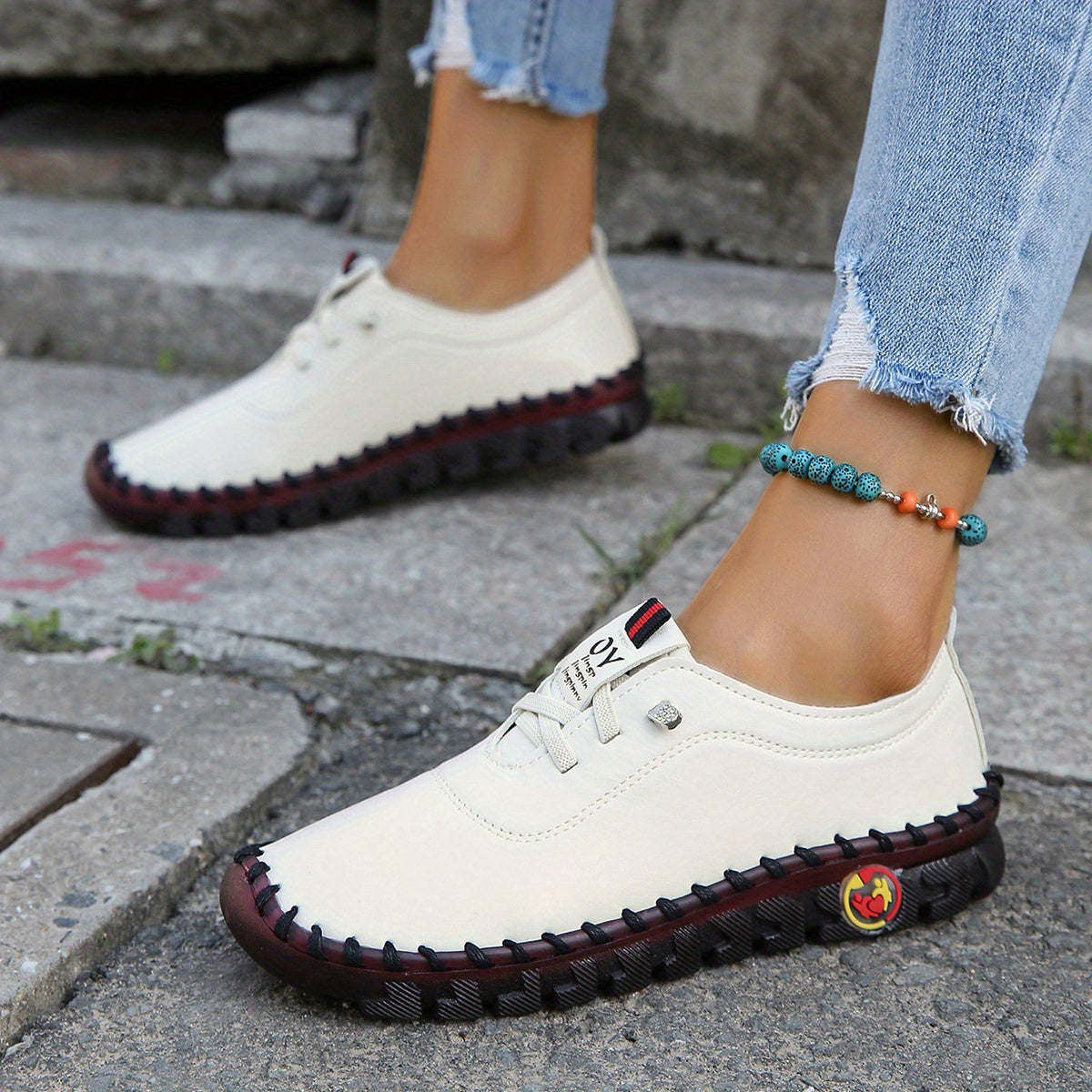 Women's Faux Leather Flat Shoes Non-slip Casual Outdoor
