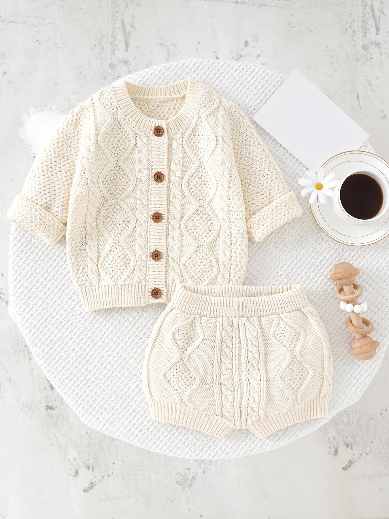 Cotton Baby Suit Boys Knitted Cardigan And Shorts