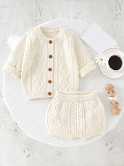 Cotton Baby Suit Boys Knitted Cardigan And Shorts