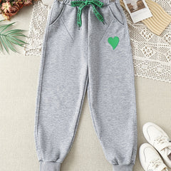 Girls' Heart Graphic Joggers High Waist Trousers Comfort Loose Sweatpants