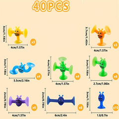 Baby Suction Toys Kids Bath Toys 40 Pieces Toddler Silicone Shower Building Toys