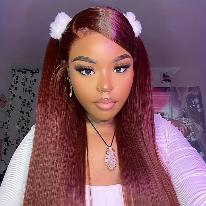 Reddish Brown Human Hair Wigs 13x4 Lace Front Wigs Colored 33 Preplucked