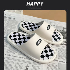 Men's Checkered Slippers Quick Dry Soft Insole Sandals