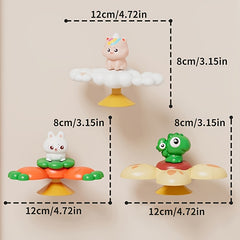 Colorful Suction Cup Spinner Toy Cartoon Animal Rotating Suction Cup Toy Green D