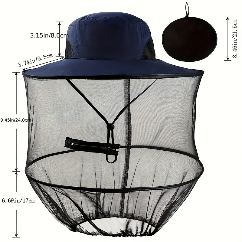 Waterproof Sun Hat with Head Net for Fishing Hiking Outdoor Activities
