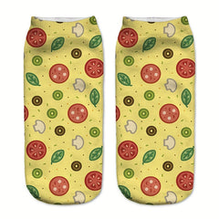5 Pairs Cartoon Food Print Socks Comfy & Funny Low Cut Socks Women's