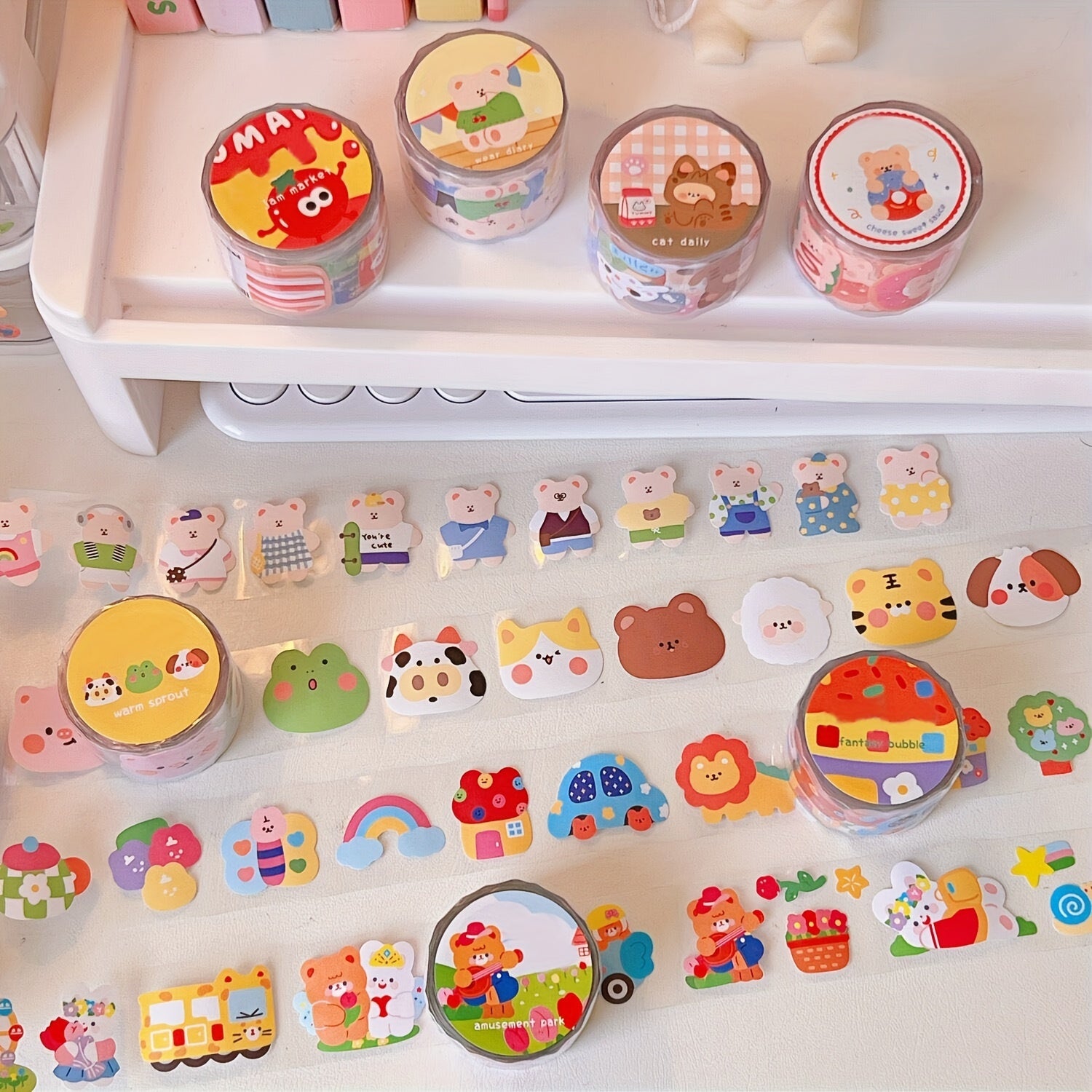Creative Bear Tape Journal Index Stickers DIY Decoration Stickers