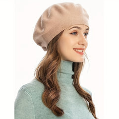 Flower Embroidery Beret Beige Lightweight Warm Berets Cap Women