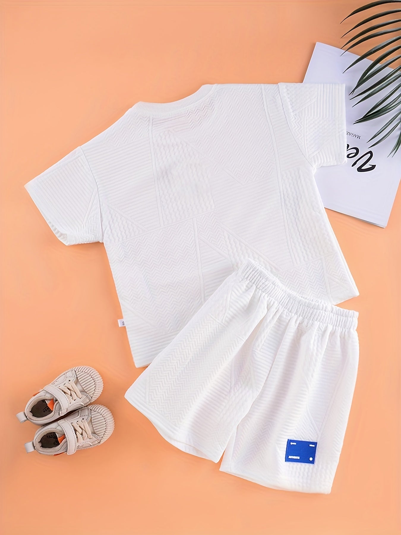 2pcs Boys Teen Casual Round Neck T Shirt & Shorts Set For Summer