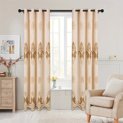 European Embroidered Curtains Chenille Flower Embroidery Semi Blackout