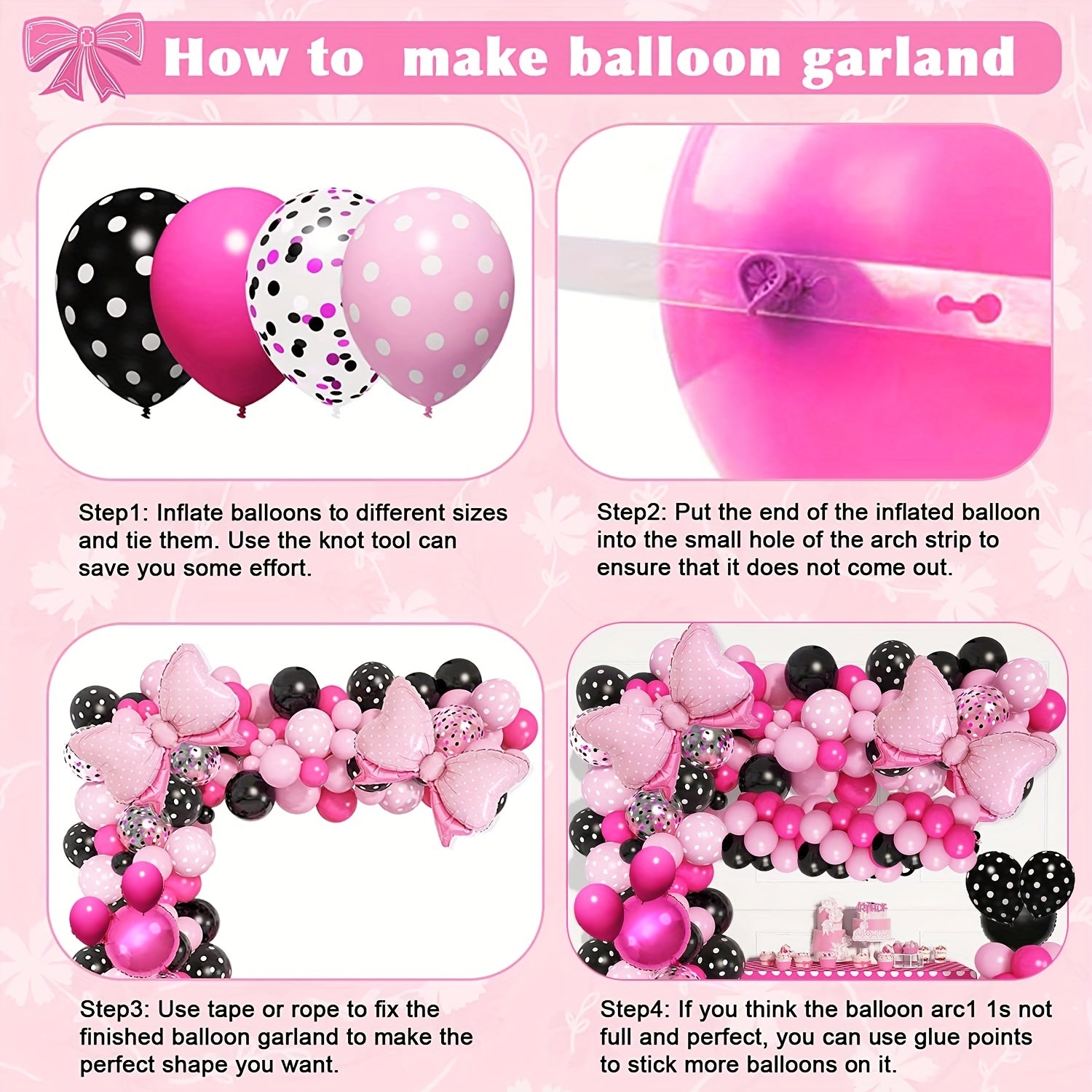 Pink Mouse Balloon Garland Arch Kit Birthday Party Supplies