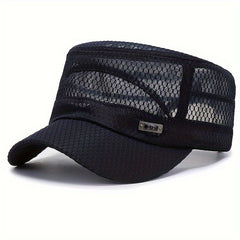 Breathable Mesh Sun Hat Fishing Hat Flat Top Outdoor Casual Hat