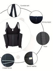 Zipper Cami Tops Waist Trainer Tummy Control Slimmer Top
