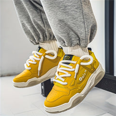Men's Block Skate Shoes Lace Up Comfy Non Slip Street Style Sneakers