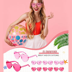 6pcs Rimless Heart Shaped Sunglasses Transparent Candy Eyewear
