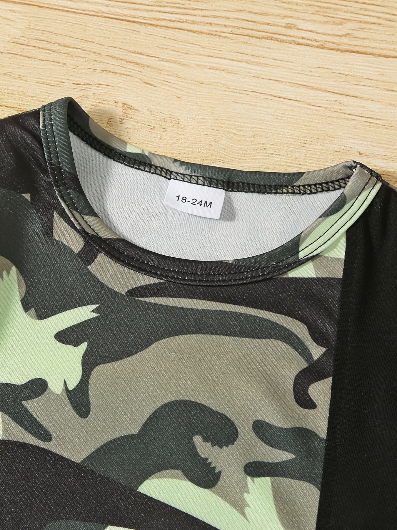 Boys Camo Dino Outfit Shorts & T shirt Crew Neck Casual Summer Clothes