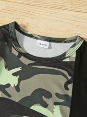 Boys Camo Dino Outfit Shorts & T shirt Crew Neck Casual Summer Clothes