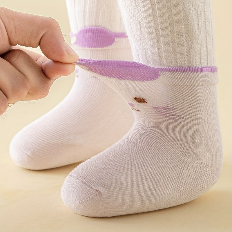 5pairs Kids Thin Cartoon Cat Pattern Short Socks