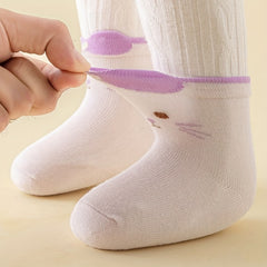 5pairs Kids Thin Cartoon Cat Pattern Short Socks