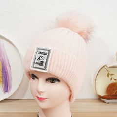 Women's Winter Beanie Hat With Pom Pom Woolen Hat Velvet Knitted Hat