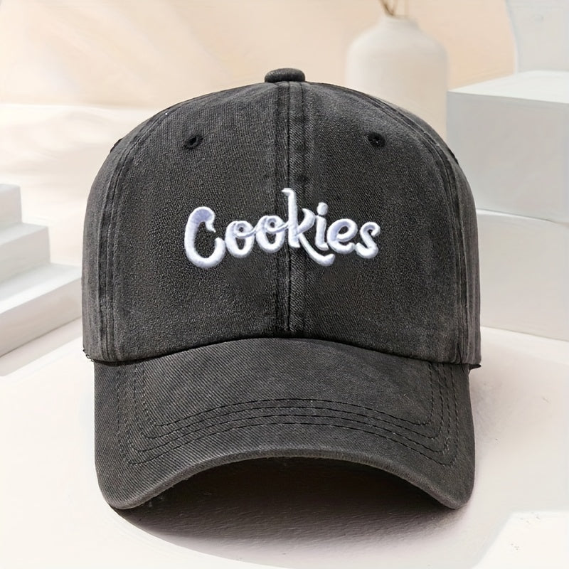 Letter Embroidery Baseball Cap Washed Distressed Unisex Sun Hat
