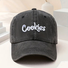 Letter Embroidery Baseball Cap Washed Distressed Unisex Sun Hat