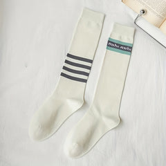 Striped Calf Socks Women's Knee High Stockings