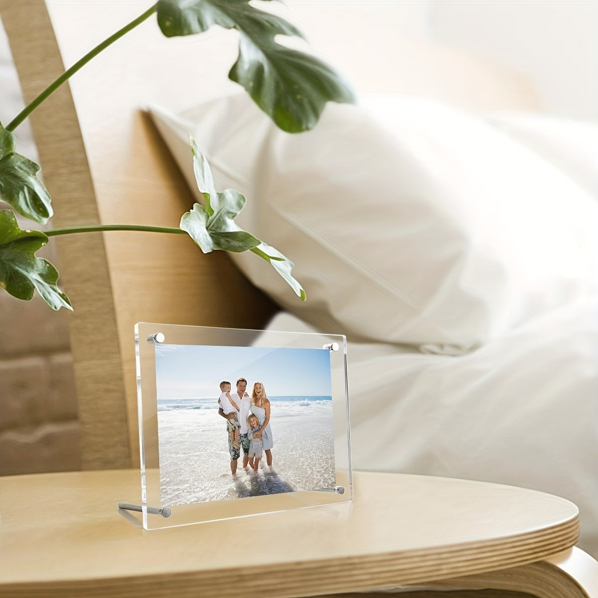 Acrylic Desktop Picture Frame Beveled Frameless Plexiglass Photo Display