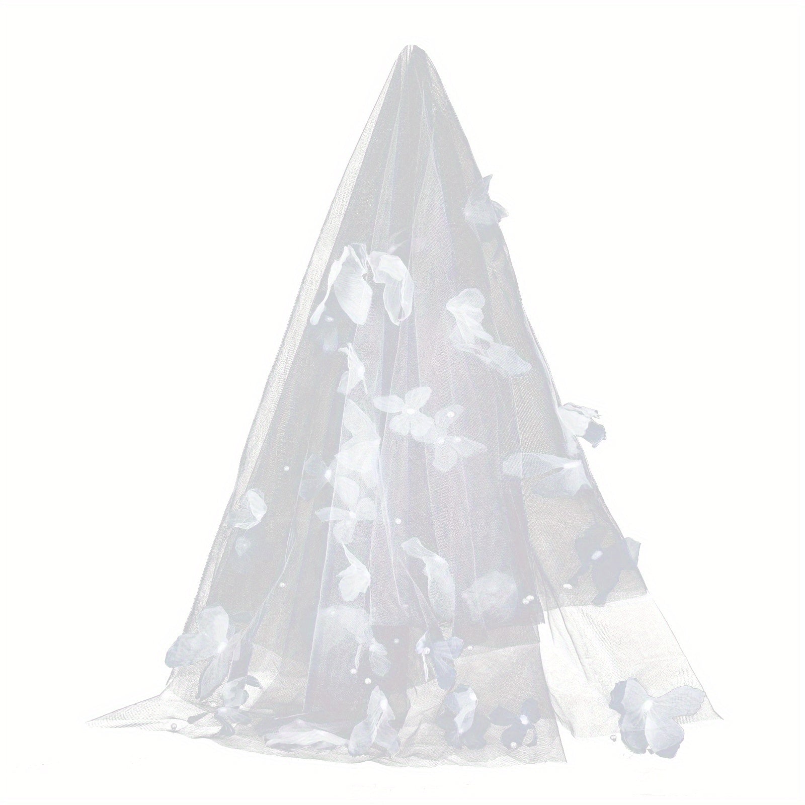 Butterfly Tulle Bridal Veil with Floral Layering