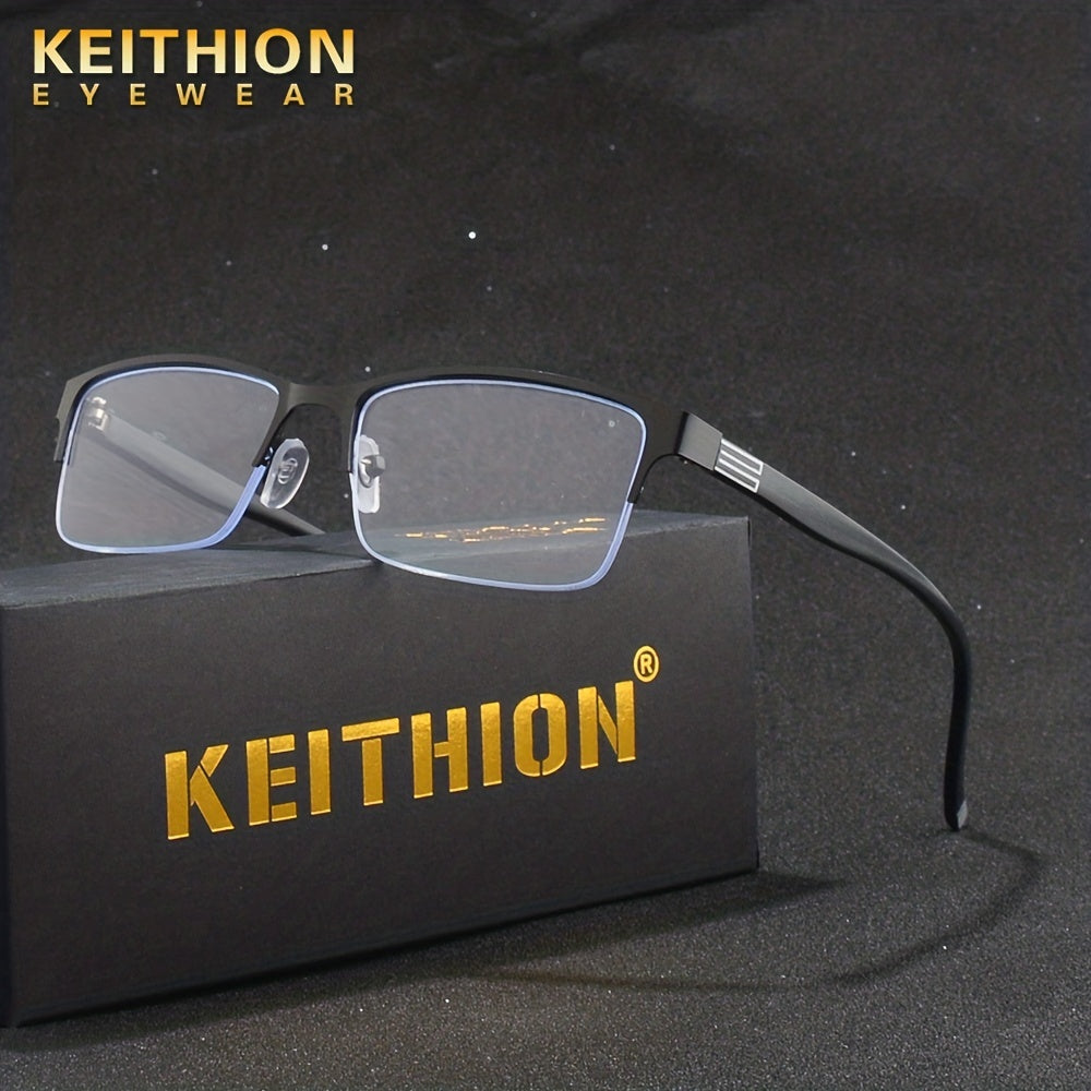 Men's Metal Half Frame Reading Glasses Light Blocking