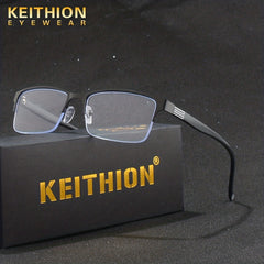 Men's Metal Half Frame Reading Glasses Light Blocking