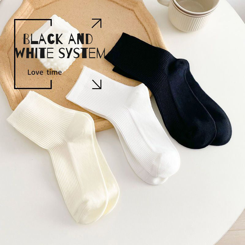 3 Pairs Classic Crew Socks Assorted Solid Crew Sock Pack Women's Hosiery