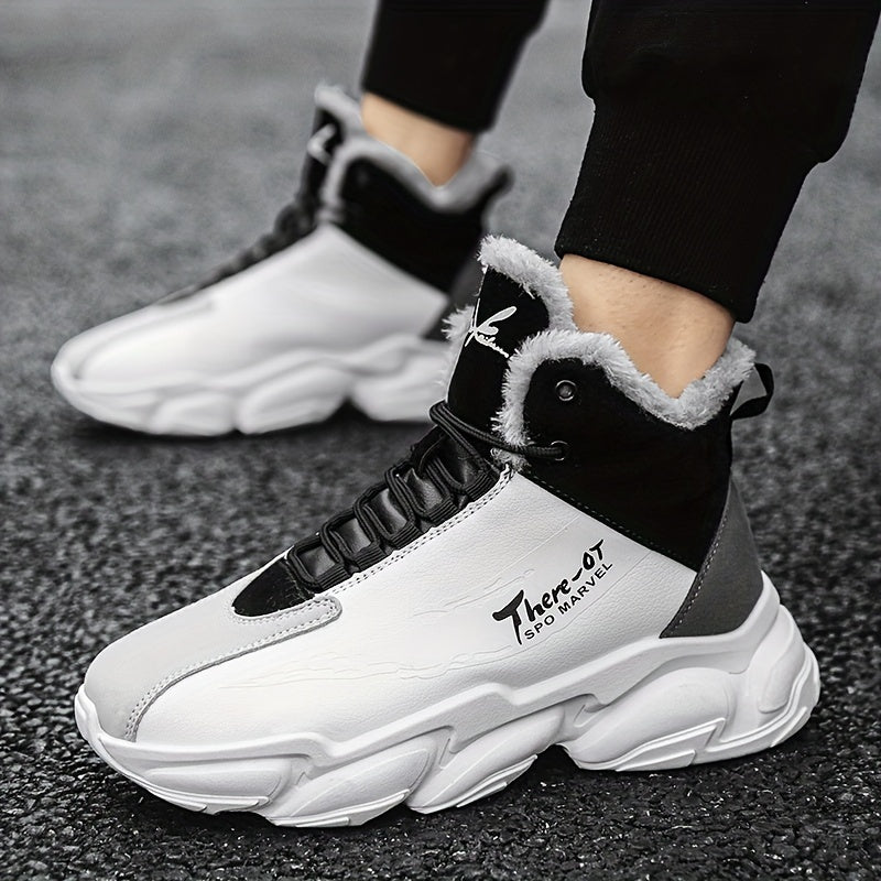 Men's Cozy Lace up Sneakers Warm Walking Shoes