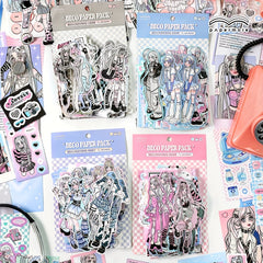 60Sheets Sweet Mouth Eating Series Material Package Cartoon Girl Anime Character