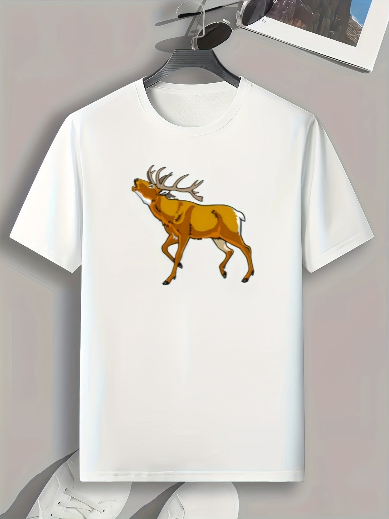 Deer Print Men's Graphic T-shirt Casual Comfy Tees For Summer