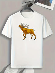 Deer Print Men's Graphic T-shirt Casual Comfy Tees For Summer